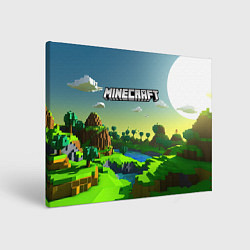 Картина прямоугольная Minecraft logo зеленый летний мир