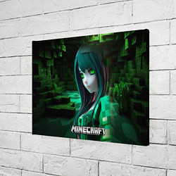 Холст прямоугольный Minecraft девушка зеленые кубики, цвет: 3D-принт — фото 2