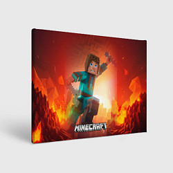 Холст прямоугольный Персонаж Minecraft пробирается сквозь огонь, цвет: 3D-принт
