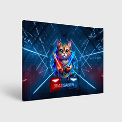 Картина прямоугольная Beat Saber кот музыкальный джедай