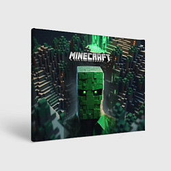 Картина прямоугольная Minecraft зеленый персонаж каменные джунгли