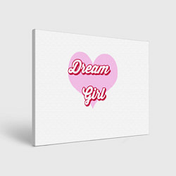 Холст прямоугольный Девушка-мечта и розовое сердце, цвет: 3D-принт