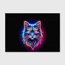 Холст прямоугольный Суровый неоновый кот, цвет: 3D-принт — фото 2