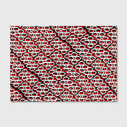Холст прямоугольный Красно-белый узор на чёрном фоне, цвет: 3D-принт — фото 2