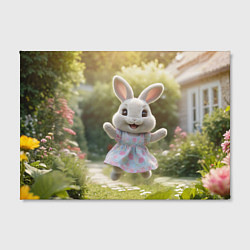 Холст прямоугольный Забавный белый кролик в платье, цвет: 3D-принт — фото 2