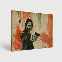 Холст прямоугольный Джон Уик с пистолетом, цвет: 3D-принт