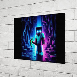 Холст прямоугольный Minecraft - neon character ai art, цвет: 3D-принт — фото 2