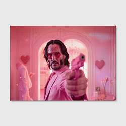 Холст прямоугольный Джон Уик в розовых очках сердечках, цвет: 3D-принт — фото 2