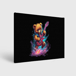 Холст прямоугольный Большой плюшевый медведь играет на гитаре, цвет: 3D-принт