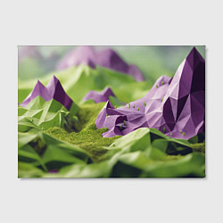 Холст прямоугольный Геометрический пейзаж фиолетовый и зеленый, цвет: 3D-принт — фото 2