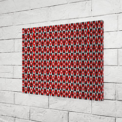Холст прямоугольный Чёрно-белые ромбы и круги на красном фоне, цвет: 3D-принт — фото 2
