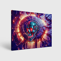 Картина прямоугольная Cyber art skull - steel metal