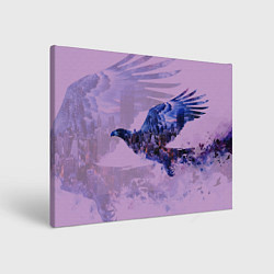Холст прямоугольный Летящий орел и ночной город двойная экспозиция, цвет: 3D-принт