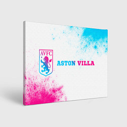 Холст прямоугольный Aston Villa neon gradient style по-горизонтали, цвет: 3D-принт