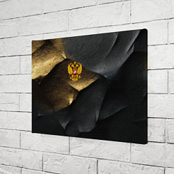Холст прямоугольный Золотой герб России на темном фоне, цвет: 3D-принт — фото 2