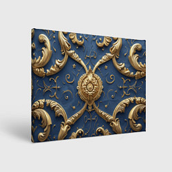 Холст прямоугольный Золотые узоры на синей ткани, цвет: 3D-принт