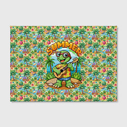 Холст прямоугольный Черепаха с гитарой на острове, цвет: 3D-принт — фото 2