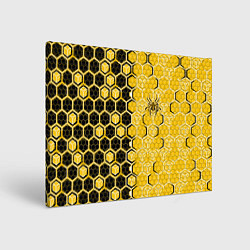 Холст прямоугольный Киберпанк соты шестиугольники жёлтый и чёрный с па, цвет: 3D-принт