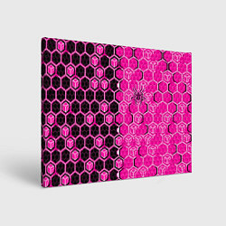 Холст прямоугольный Техно-киберпанк шестиугольники розовый и чёрный с, цвет: 3D-принт