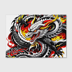 Холст прямоугольный Огнедышащий дракон в японском стиле, цвет: 3D-принт — фото 2