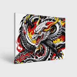 Картина прямоугольная Огнедышащий дракон в японском стиле