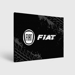 Холст прямоугольный Fiat speed на темном фоне со следами шин по-горизо, цвет: 3D-принт