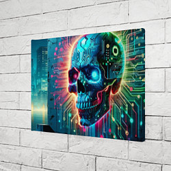 Холст прямоугольный Cool cyber skull - neon glow, цвет: 3D-принт — фото 2