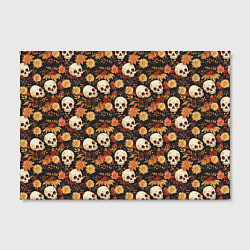 Холст прямоугольный Черепа и цветы - паттерн, цвет: 3D-принт — фото 2