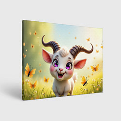 Холст прямоугольный Козлёнок на лугу, цвет: 3D-принт