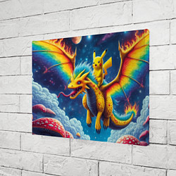 Холст прямоугольный Pikachu on a fabulous dragon - neon glow, цвет: 3D-принт — фото 2