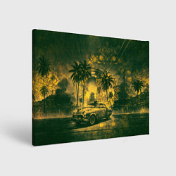 Картина прямоугольная Винтажный автомобиль под пальмами