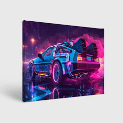 Холст прямоугольный Delorean - back to the future neon, цвет: 3D-принт
