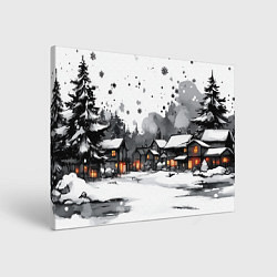 Холст прямоугольный Белый заснеженный город, цвет: 3D-принт