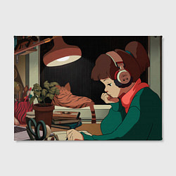 Холст прямоугольный Lofi music girl night, цвет: 3D-принт — фото 2