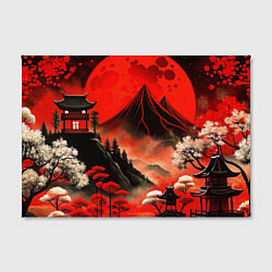Холст прямоугольный Япония природа в красном цвете, цвет: 3D-принт — фото 2