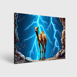 Холст прямоугольный Верблюд и удар молнии, цвет: 3D-принт