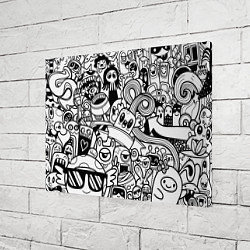 Холст прямоугольный Black and white doddle monsters, цвет: 3D-принт — фото 2