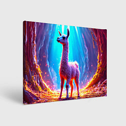 Холст прямоугольный Лама в неоновых лучах, цвет: 3D-принт
