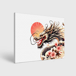 Холст прямоугольный Японский дракон и солнце, цвет: 3D-принт