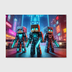 Холст прямоугольный Minecraft - ai art neon glow, цвет: 3D-принт — фото 2