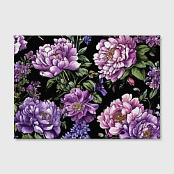 Холст прямоугольный Пионы и сирень старинный узор, цвет: 3D-принт — фото 2
