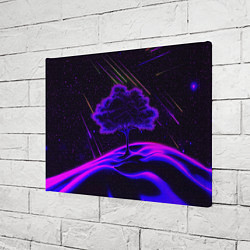 Холст прямоугольный Дерево и звездопад неоновый космос, цвет: 3D-принт — фото 2