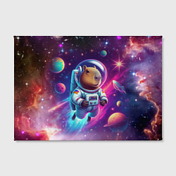 Холст прямоугольный Космонавт капибара в неоновом космосе, цвет: 3D-принт — фото 2