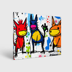 Холст прямоугольный Веселые зверята, цвет: 3D-принт