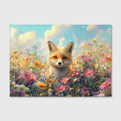 Холст прямоугольный Лиса в цветочном поле, цвет: 3D-принт — фото 2
