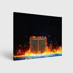 Холст прямоугольный Хоккейные ворота в огне, цвет: 3D-принт