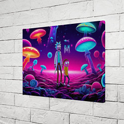 Холст прямоугольный Морти и Рик на планете неоновых сказочных грибов, цвет: 3D-принт — фото 2