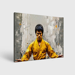 Холст прямоугольный Брюс Ли на сером, цвет: 3D-принт