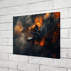 Холст прямоугольный Волк в огне и дыме, цвет: 3D-принт — фото 2