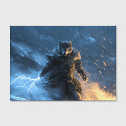 Холст прямоугольный Волк и молния, цвет: 3D-принт — фото 2